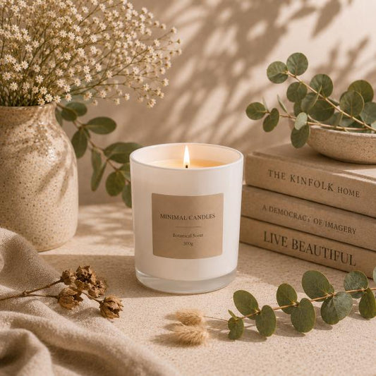 Custom wholesale soy candle - White glass 300gr