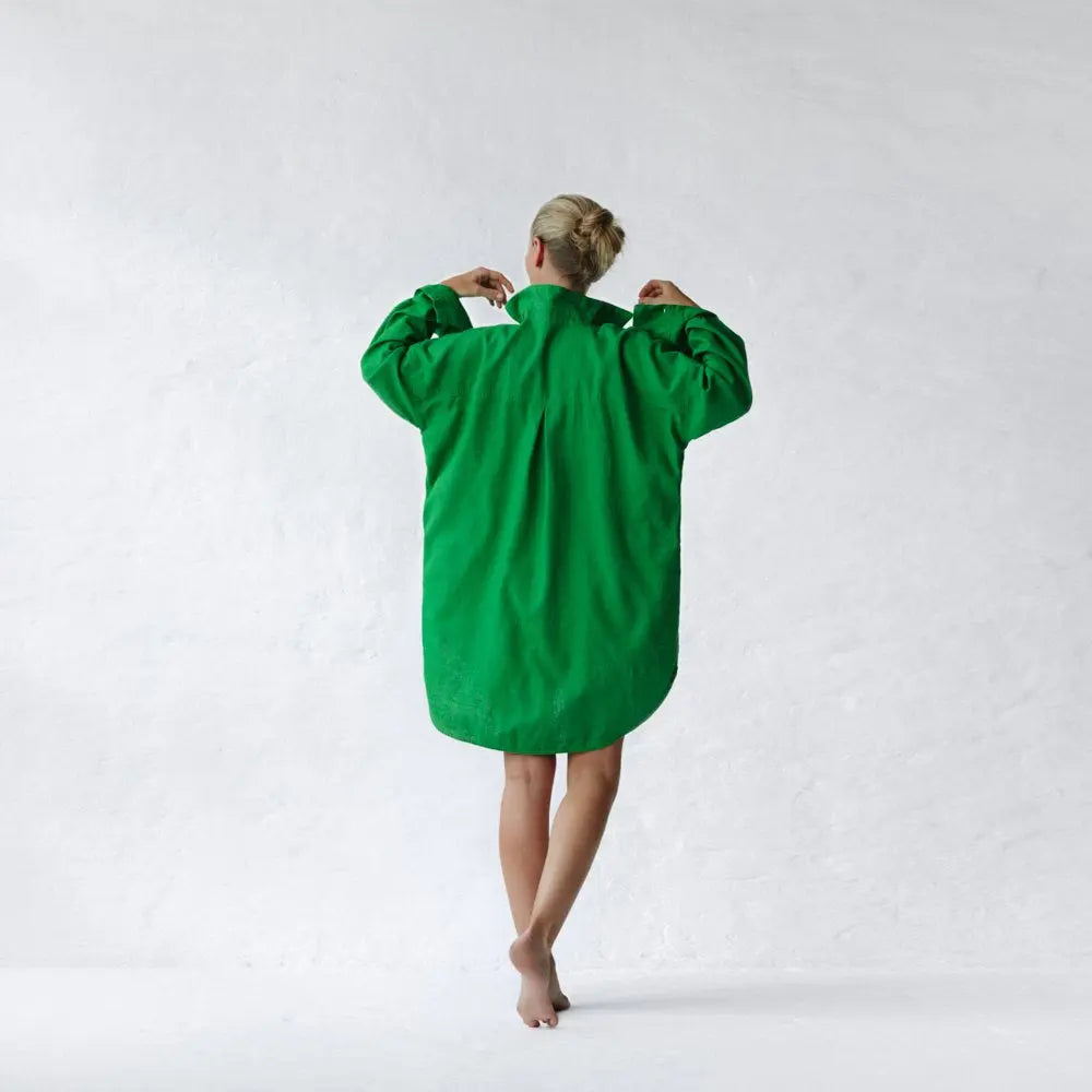 Green linen shirt supersize with pockets by Seaside Tones Seaside Tones