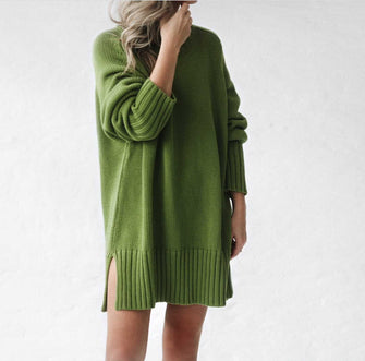 Green recycled cotton crew neck sweater by Seaside Tones Seaside Tones