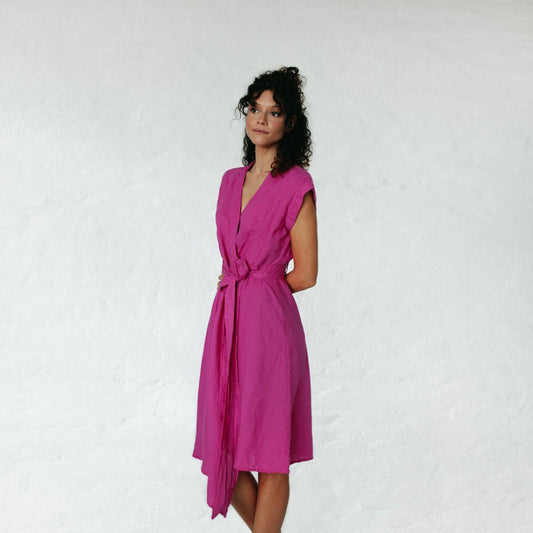 Linen dress Ayu neon pink by Seaside Tones Seaside Tones