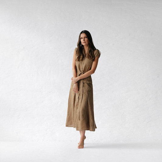 Linen dress kiodo beige by Seaside Tones Seaside Tones