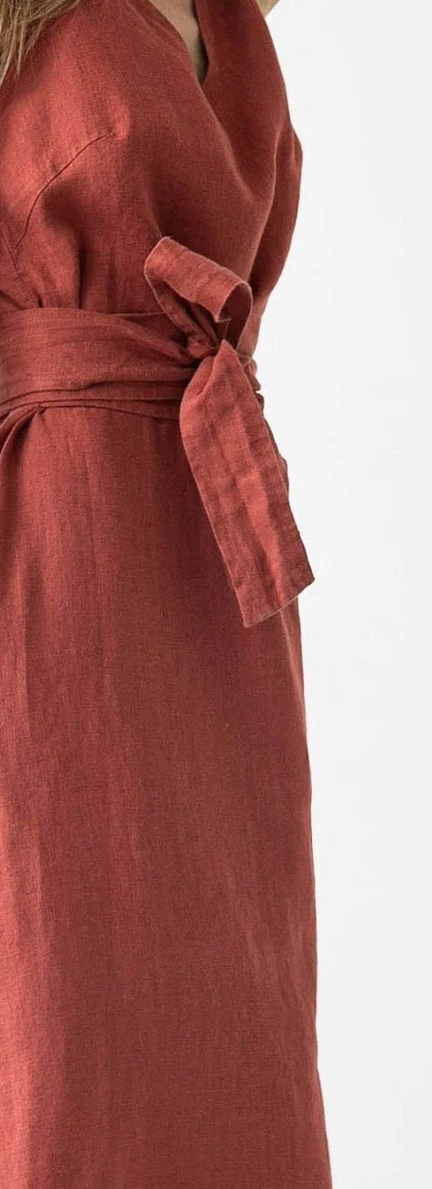 100% Linen Collar Shirt- Dress