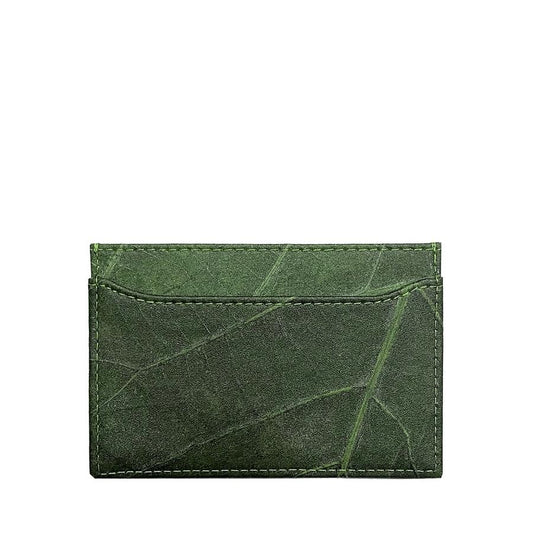 Classic Green Vegan Leaf leather card holder