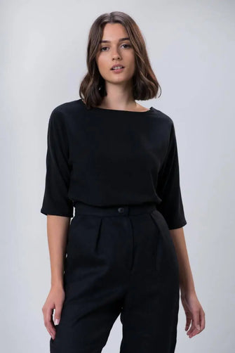 Annie blouse in black tencel by Wilga Clothing Wilga Clothing