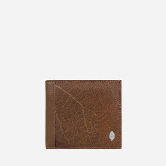 Brown Vegan Leaf leather Bifold Wallet Thamon