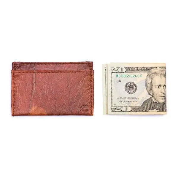 Brown vegan card holder made of leaves by Tree Tribe Tree Tribe