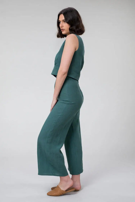 Emma linen pants in jade by Wilga Clothing Wilga Clothing
