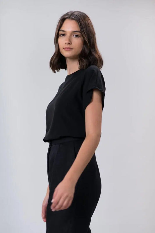 Falconer Tee in Black Tencel by Wilga Clothing Wilga Clothing