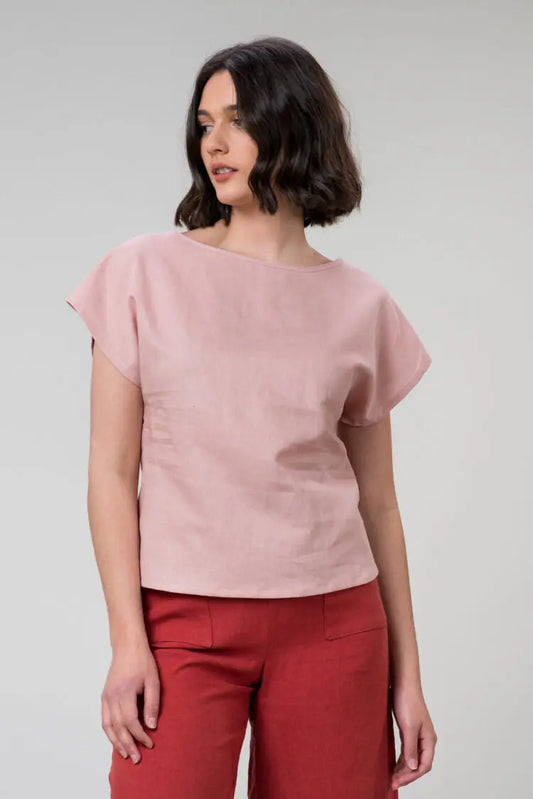 Falconer Tee in Blush Linen by Wilga Clothing Wilga Clothing