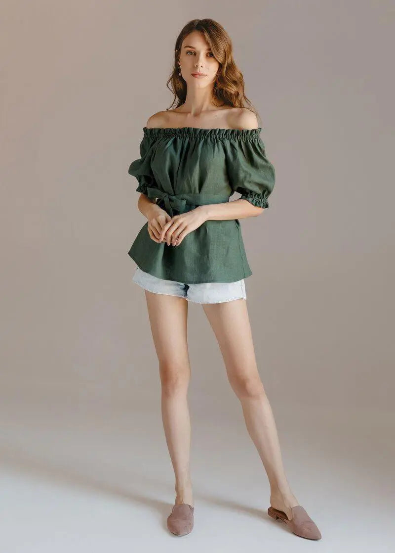 Lia Linen Top Pine Nich
