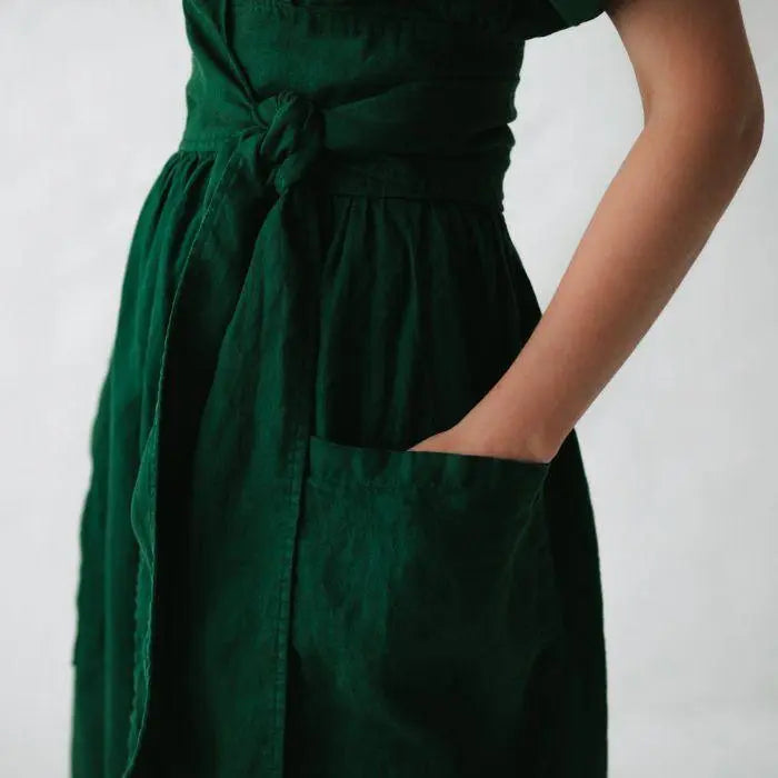 Dark green hotsell linen dress