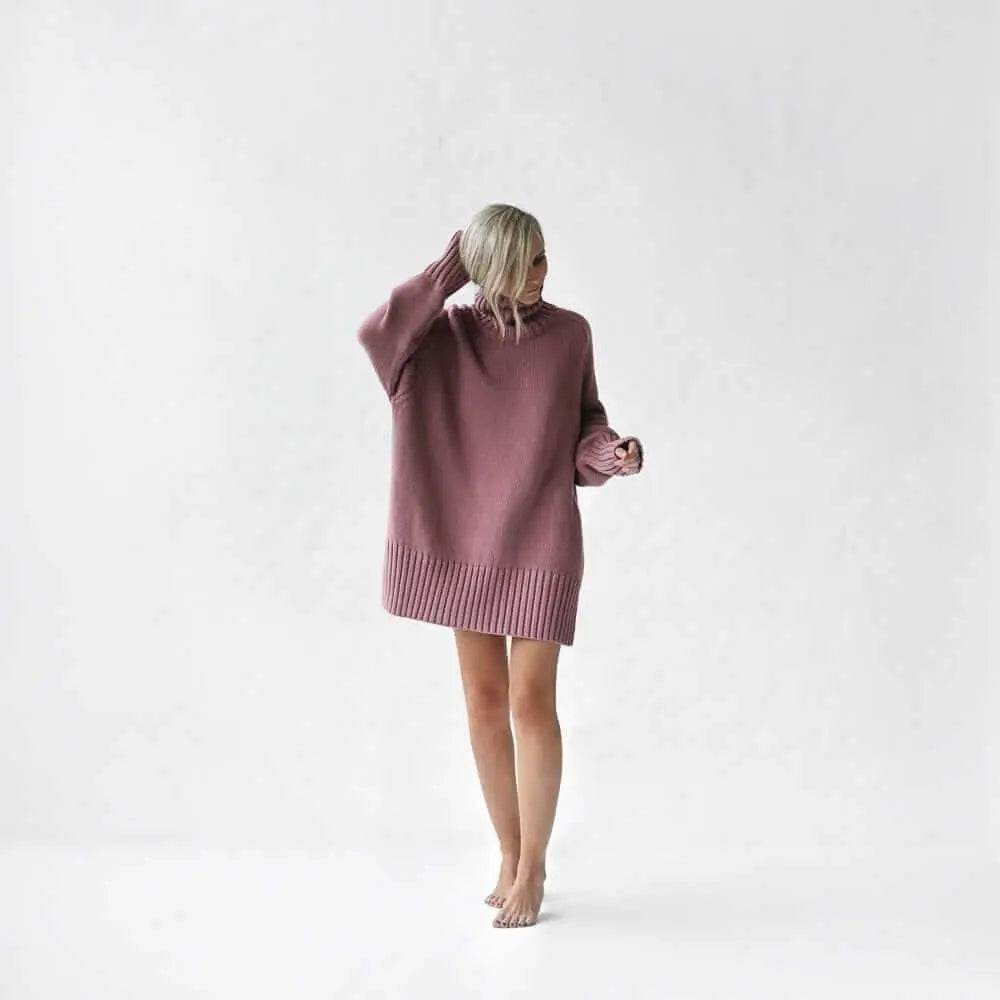 Mauve recycled cotton turtleneck sweater by Seaside Tones Seaside Tones