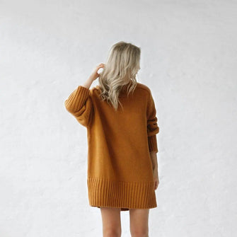 Mustard recycled cotton crew neck sweater by Seaside Tones Seaside Tones