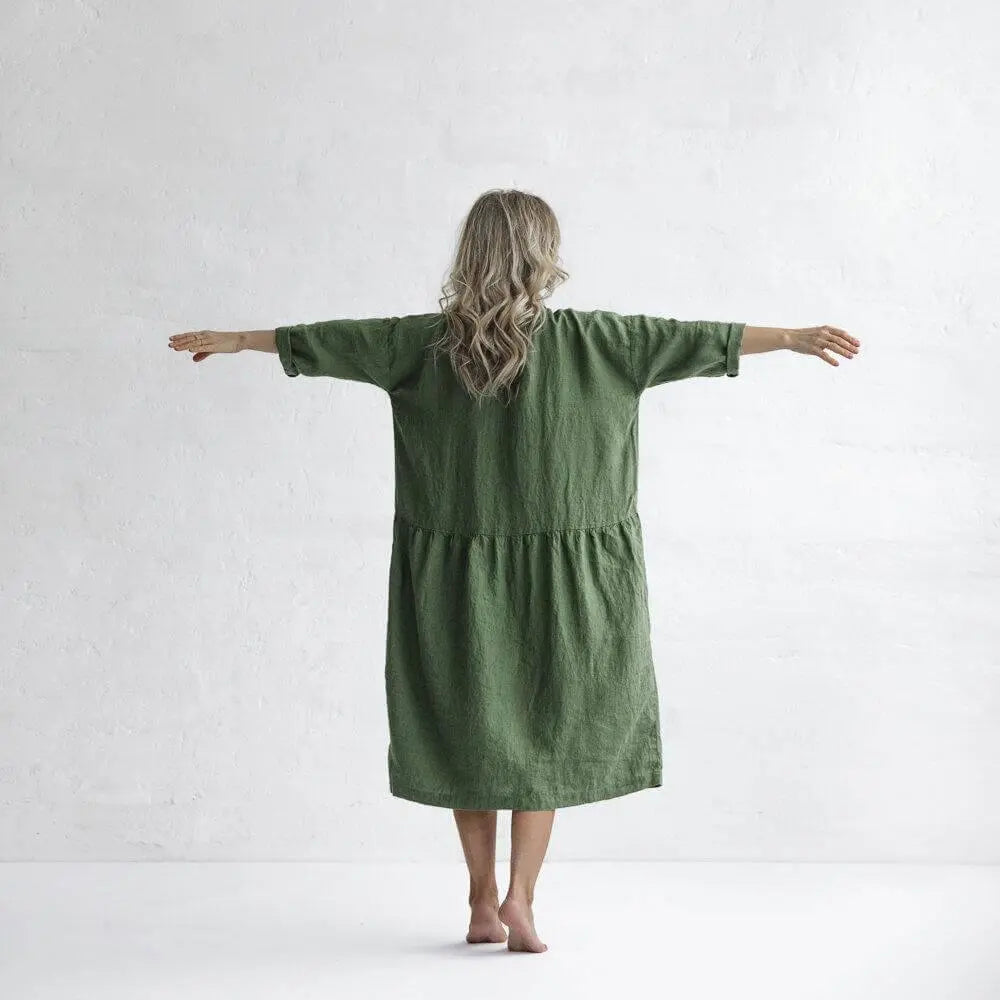 Oversized Olive Linen Dress by Seaside Tones Seaside Tones