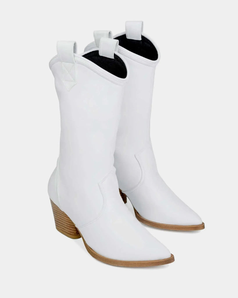 white vegan leather boots