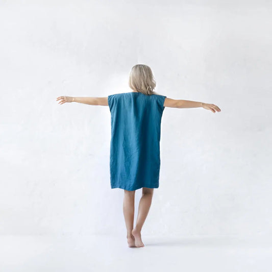 Square linen dress blue by Seaside Tones Seaside Tones