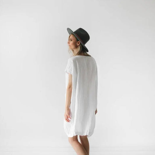 Square linen dress white by Seaside Tones Seaside Tones