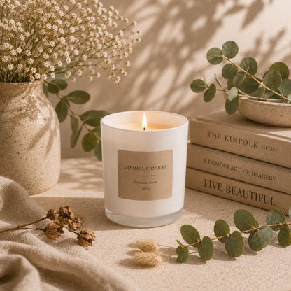 Custom wholesale soy candle - White glass 300gr