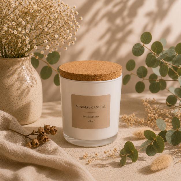 Custom wholesale soy candle - White glass 300gr