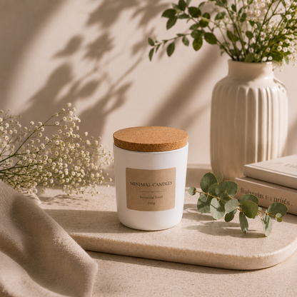 Custom wholesale soy candle - White glass 300gr
