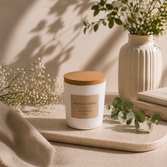 Custom wholesale soy candle - White glass 300gr