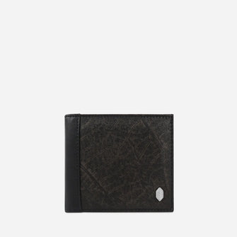 Black Leaf leather Bifold Wallet Thamon