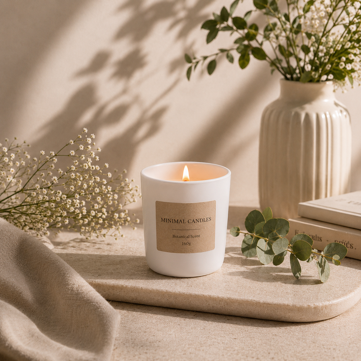 Custom wholesale soy candle - White glass 300gr