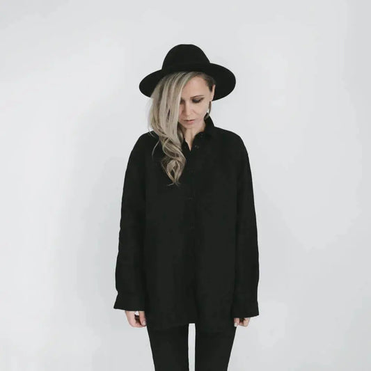 Black linen shirt by Seaside Tones Seaside Tones
