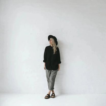 Black linen shirt by Seaside Tones Seaside Tones