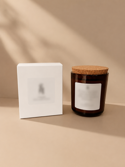 Custom wholesale soy candle - Amber glass 300gr