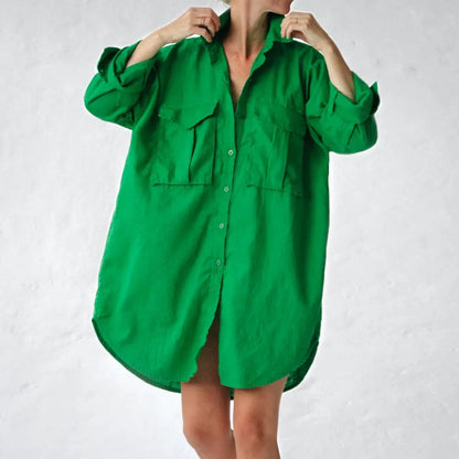 Green linen shirt supersize with pockets by Seaside Tones Seaside Tones