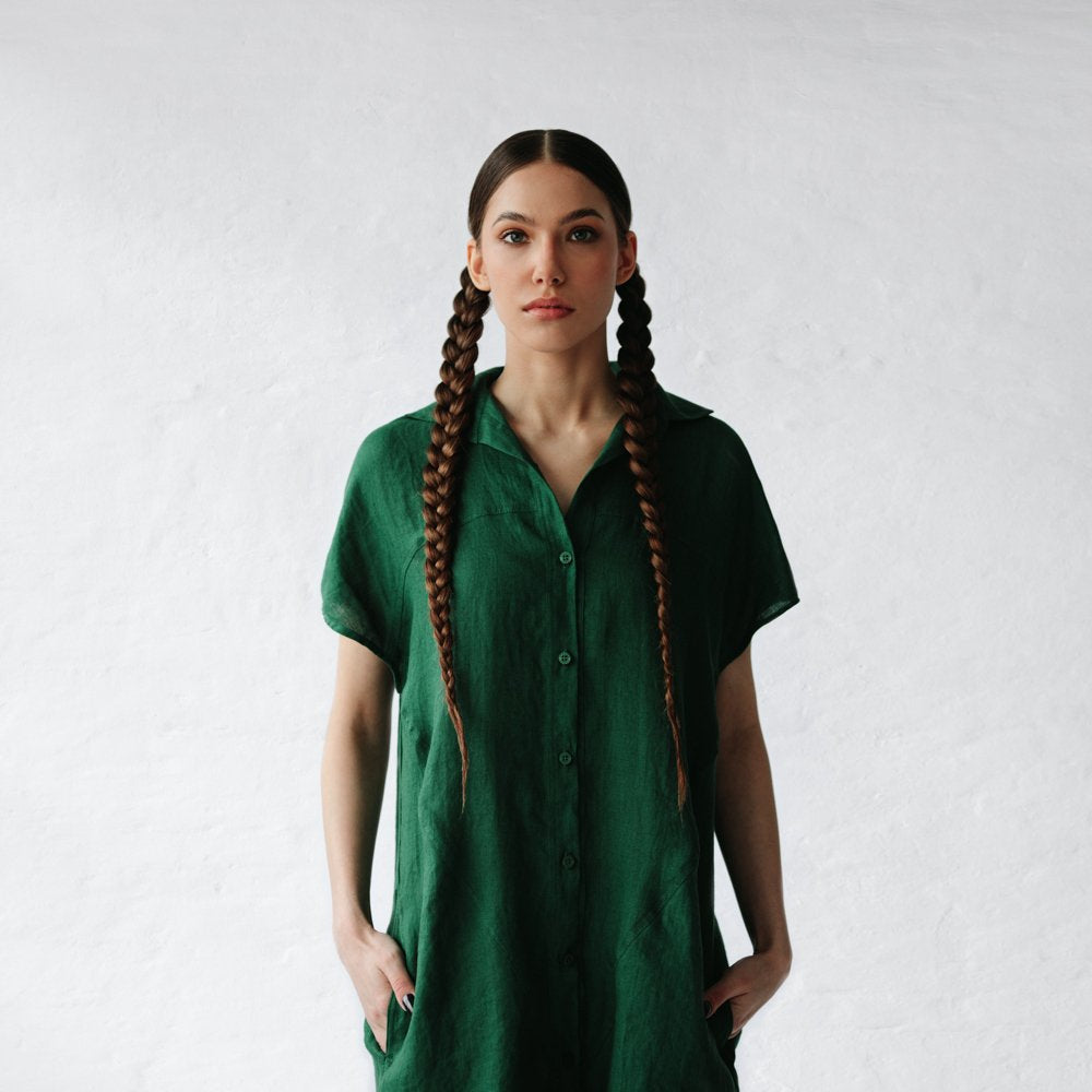 Jovi linen dress in green by Seaside Tones Seaside Tones