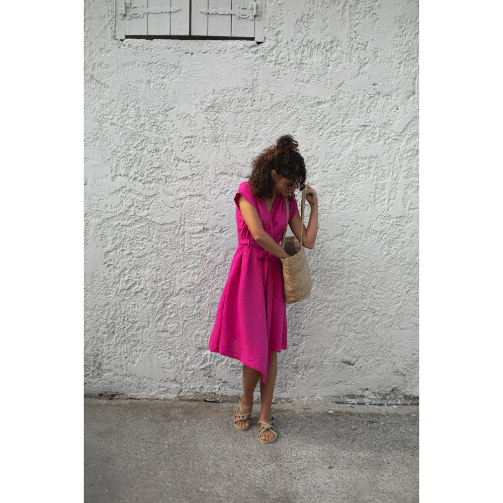 Linen dress Ayu neon pink by Seaside Tones Seaside Tones