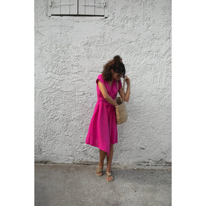 Linen dress Ayu neon pink by Seaside Tones Seaside Tones