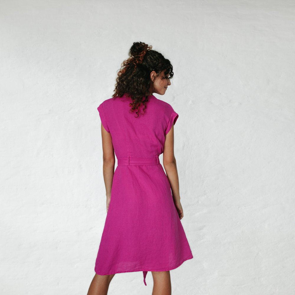 Linen dress Ayu neon pink by Seaside Tones Seaside Tones