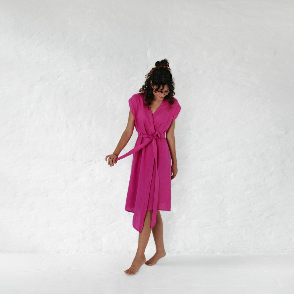 Linen dress Ayu neon pink by Seaside Tones Seaside Tones