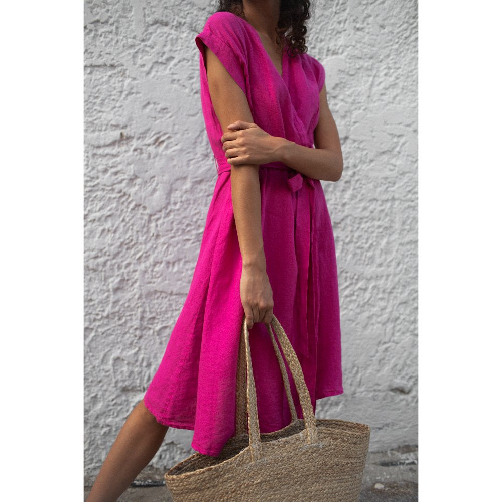 Linen dress Ayu neon pink by Seaside Tones Seaside Tones