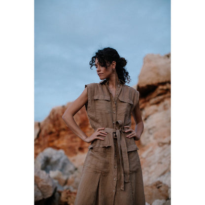 Linen dress kiodo beige by Seaside Tones Seaside Tones