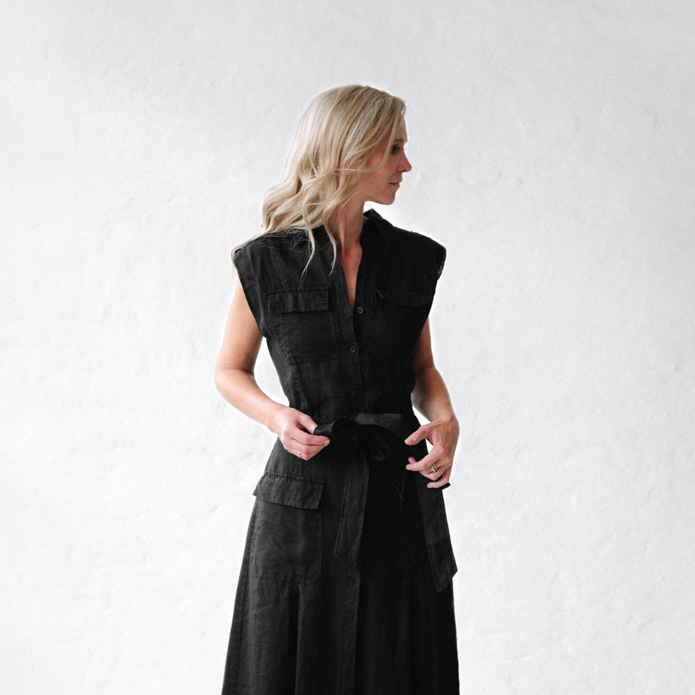 Linen dress kiodo black by Seaside Tones Seaside Tones