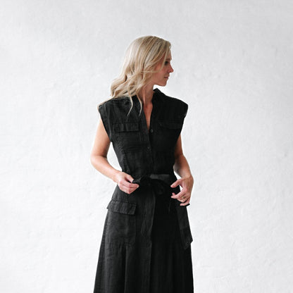 Linen dress kiodo black by Seaside Tones Seaside Tones