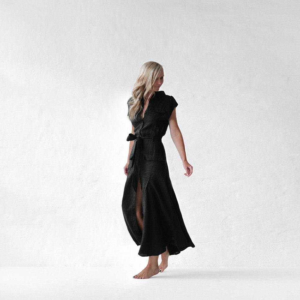 Linen dress kiodo black by Seaside Tones Seaside Tones