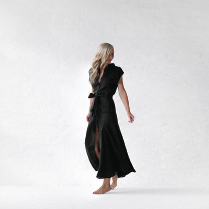 Linen dress kiodo black by Seaside Tones Seaside Tones