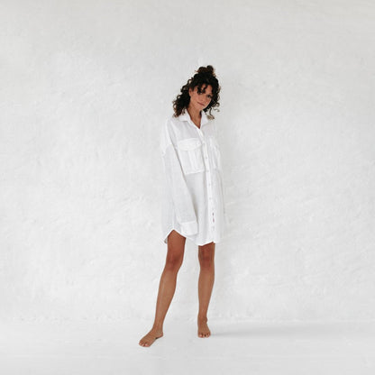 Linen supersize shirt in white by Seaside Tones Seaside Tones
