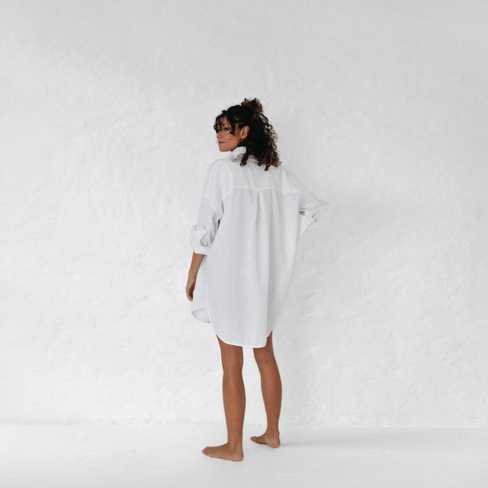 Linen supersize shirt in white by Seaside Tones Seaside Tones
