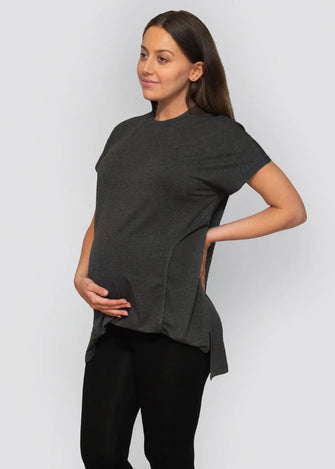 Maternity relaxed tee in charcoal by úton Seaside Tones