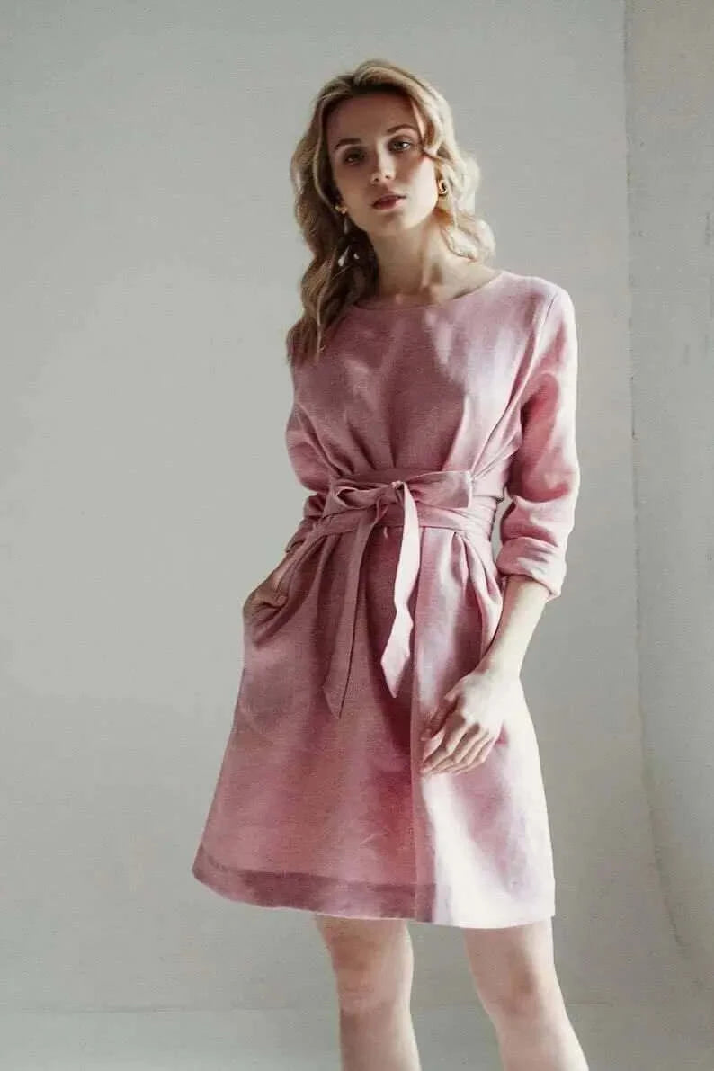 SPECIAL SALE Belted Linen Dresses By Nich