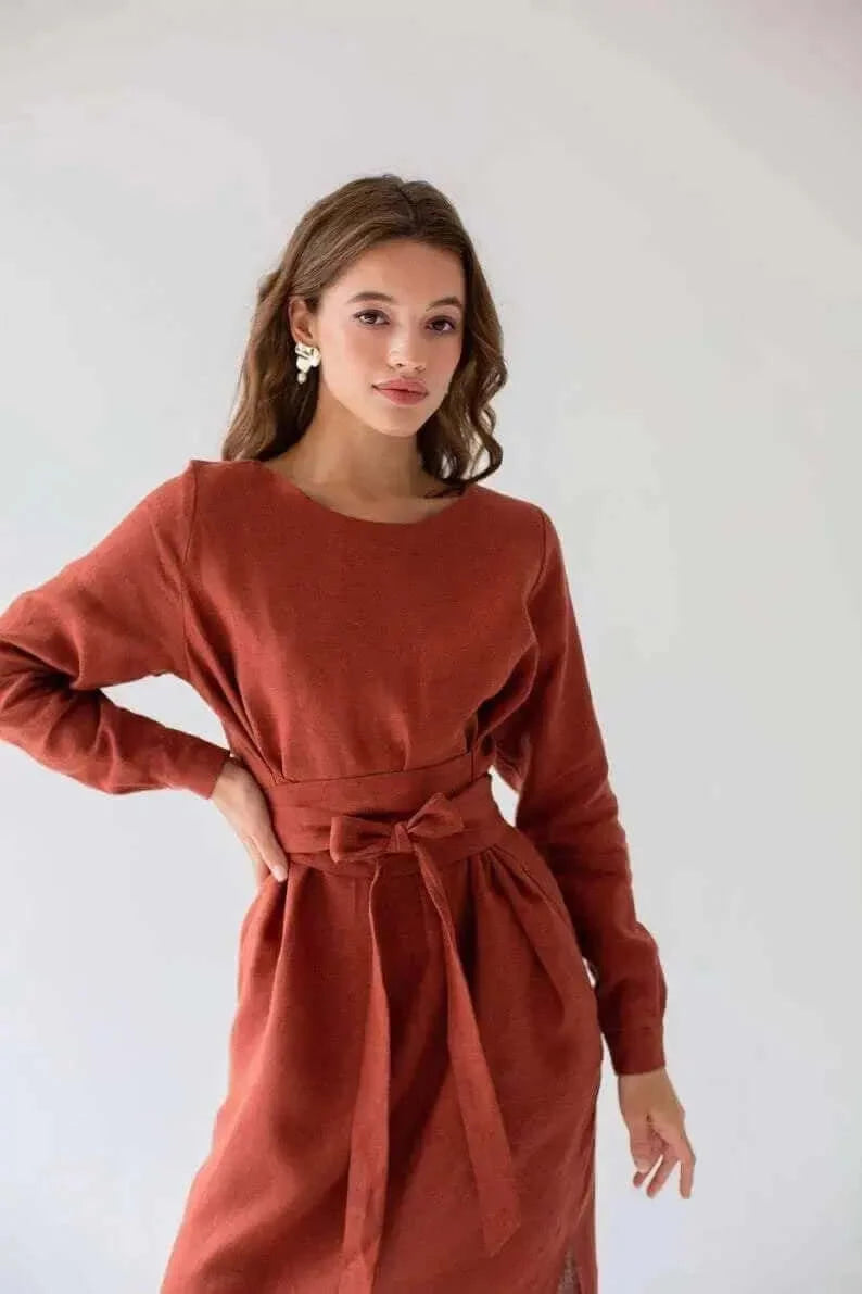 *SPECIAL SALE* Belted Linen Dresses By Nich Nich