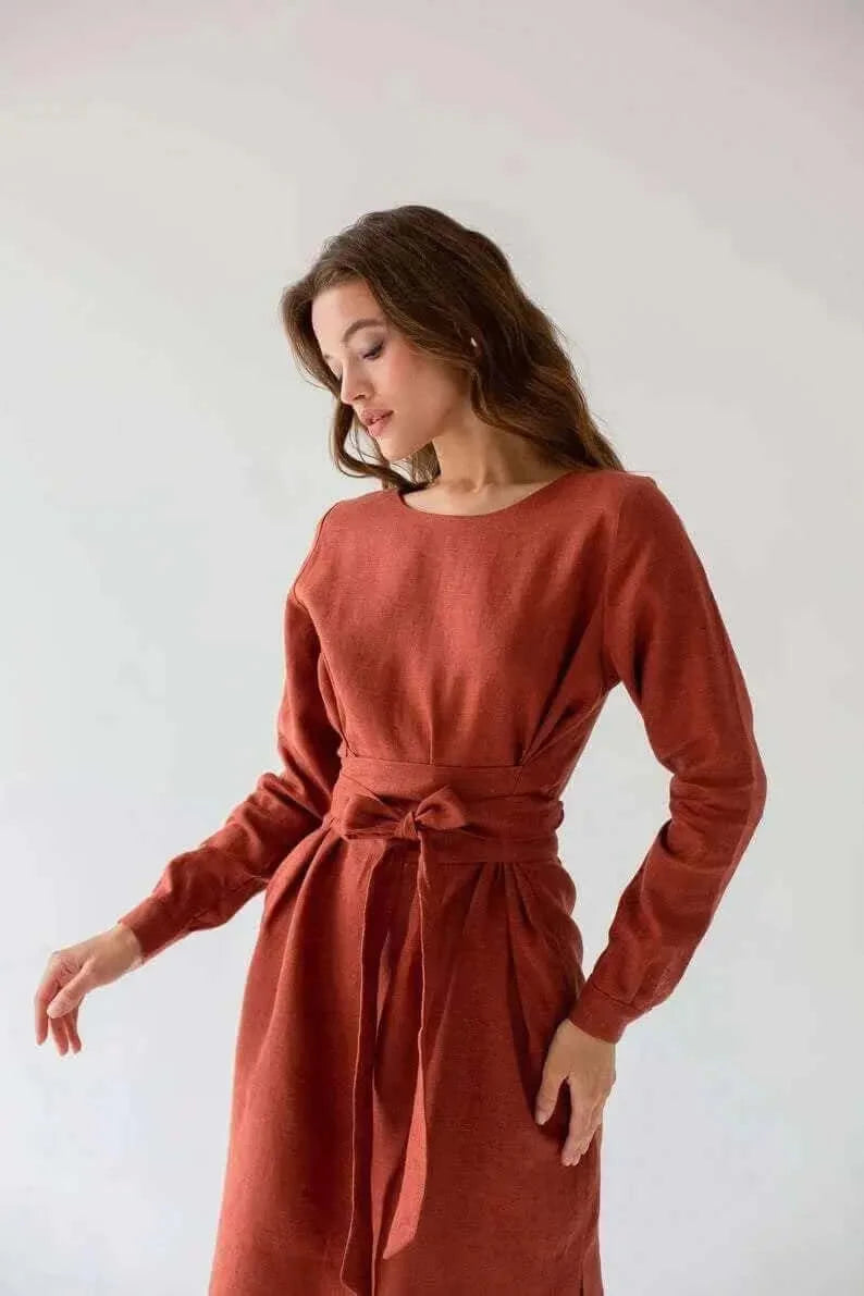 *SPECIAL SALE* Belted Linen Dresses By Nich Nich