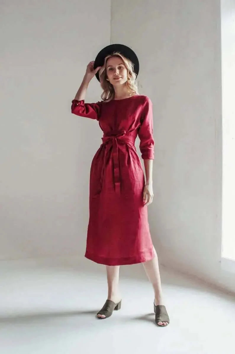 *SPECIAL SALE* Belted Linen Dresses By Nich Nich