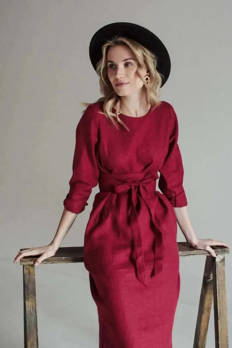*SPECIAL SALE* Belted Linen Dresses By Nich Nich